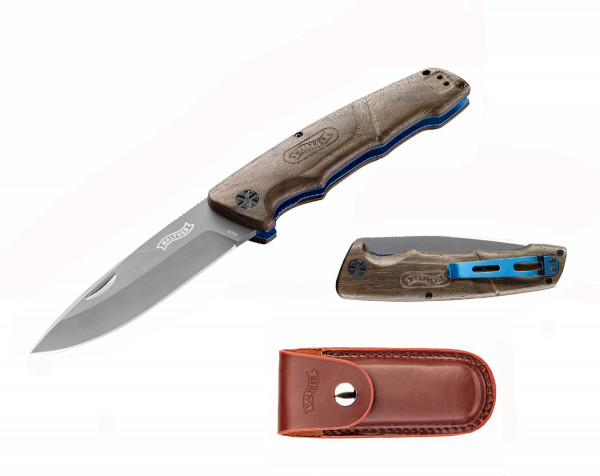WALTHER - BWK 7 Blue Wood Knife klappbar - Zweihandmesser